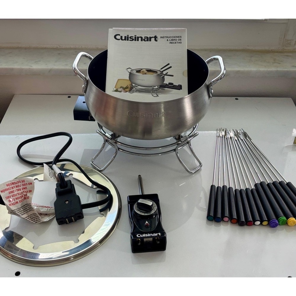 Fondue Set Cuisinart Stainless Steel Silver Electric CFO-3SS New